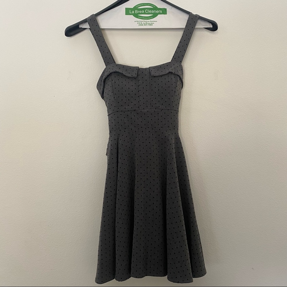 Merry Marilyn Small Polka Dot Dress - Dark Gray w/ Black Polka Dots - Picture 1 of 7